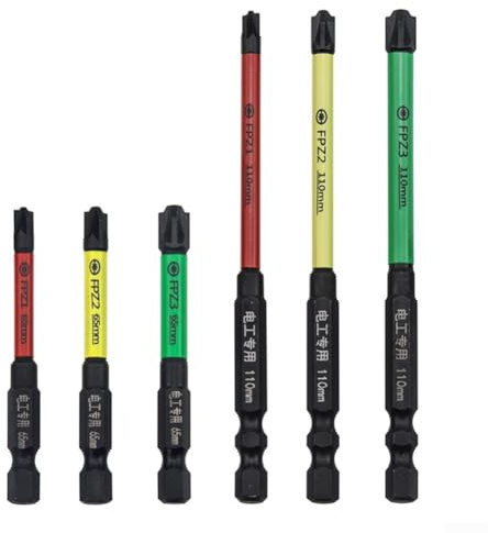 GLFLOW Lot de 6 embouts de tournevis cruciformes magnétiques FPZ1 FPZ2 FPZ3 pour électricien