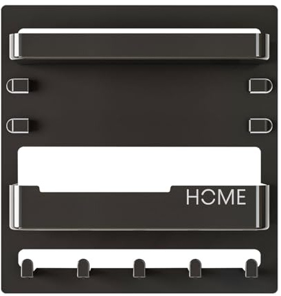 Organizador de cama de pared adhesivo para cama sin taladro, organizador con ganchos y pinzas para cable, organizador de teléfono, mando a distancia, casco ideal para dormitorio, dormitorio, espacio