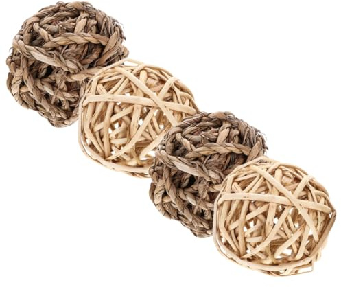 Milisten 4 pièces Balle pour Lapin à Mâcher pour Dents Balle Friandise Légère et Roulante Soins Dentaires pour Petits Animaux comme Cochons Hamsters et Chinchillas