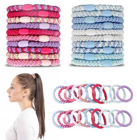 Haargummis, 20 Stück Haargummi Damen, Haargummis Mädchen Elastisch Zopfgummi für Dickes Haar und Lockiges Haar Kinder Mädchen