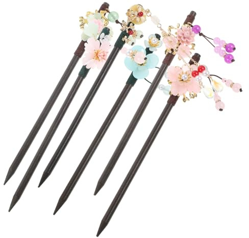 HAMPPLIES 6 pezzi Bastoncini per Capelli Cinesi in Legno Vintage Forcine per Capelli Donna Stile Retrò Eleganti per Chignon e Acconciature Quotidiane