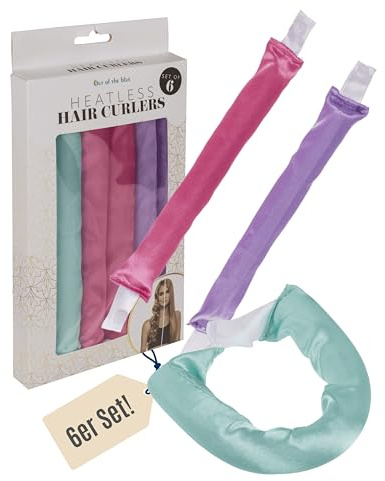 Out of the blue Hitzefreie Lockenwickler - Set aus 6 Schaumstoff-Lockenstäben à 22 cm - Mit Druckknöpfen - Locken ohne Hitze - Schonende Haarstyling-Lösung - In Geschenkverpackung mit Fenster