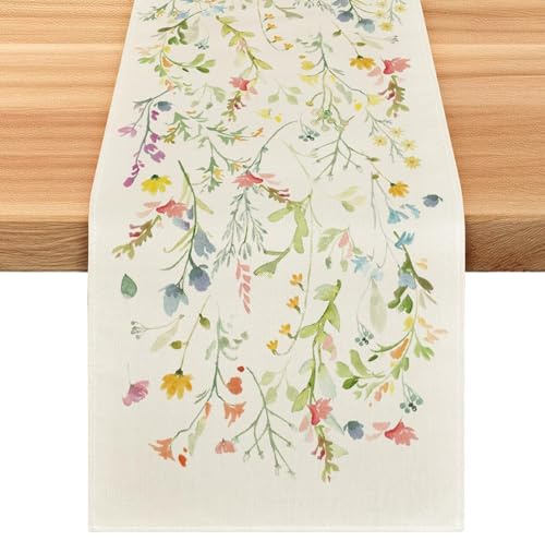 Frühling Blumen Tischläufer, Tischläufer Ostern Frühlings Deko, Frühlingstischdecke Läufer, Tischdecke Frühling für Osterns, Frühlin Party 33x183 cm (B)