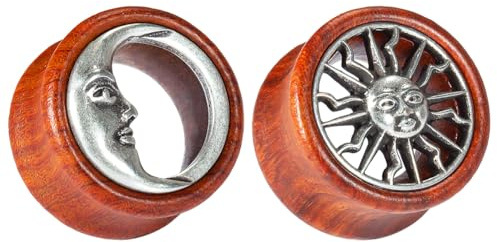COOEAR (1 par vintage trä opal center blomma öronproppar tunnel mätinstrument stretchpiercingar, 1/2(12mm), Trä
