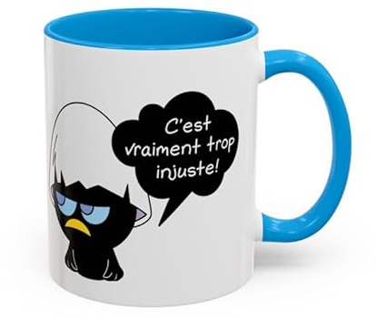 Teecustom Mug Céramique Calimero Grognon – Tasse Humour “C’est Vraiment Trop Injuste” 325ml – Cadeau Original Café Noir, Bleu,Rouge (Bleu)