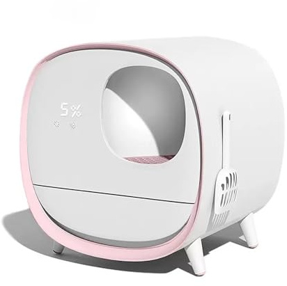 djurtoalett Kattsandlåda helt sluten automatisk lådtoalett extra stora katttillbehör Standard kattlådor(Pink)