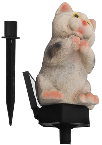 Lurrose Lampe de Jardin Solaire de Chat Décorative, Étanche, Panneau Solaire et Batterie 600mah, pour Décoration Extérieure de Pelouse