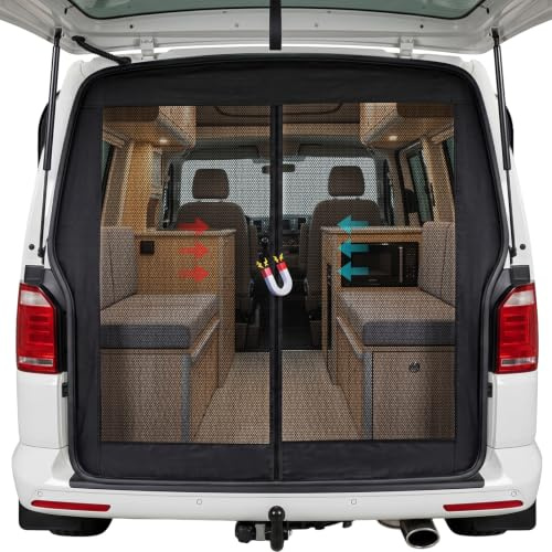 Mosquitera para puerta trasera de coche, compatible con VW T5 T6, protección contra insectos, protección solar, divisor de puerta trasera, mosquitera con magnetismo para maletero, mosquiteras de