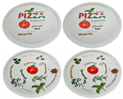 Retsch Arzberg – Platos para pizza de 30 cm de diámetro, de porcelana, porcelana, Pomodoro & Spezia, 4 unidades