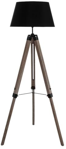 Atmosphera Créateur d'intérieur - Lampadaire Trépied Bois Runo 145cm Noir