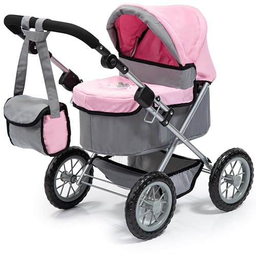 Bayer Design 13008Aa, Cochecito, Carro Muñecas Trendy, Plegable, Gris, Rosa, Color