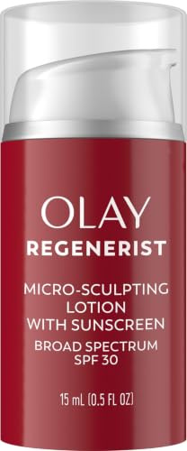 Olay Regenerist Micro-Sculpting Cream Face Moisturizer with Sunscreen SPF 30, Anti-Aging Daytime Facial Moisturizer, Hydrating Face Cream with Amino-Peptide Complex and Niacinamide, 0.5 oz