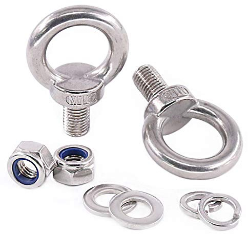 Glarks M16 Schwerlastschraube, 304 Edelstahl, Außengewinde, Maschinen, Schulter-Hebe-Ring, Augenschraube mit Kontermuttern, Sicherungsscheiben, Unterlegscheiben, Unterlegscheiben, Set mit 8 Stück