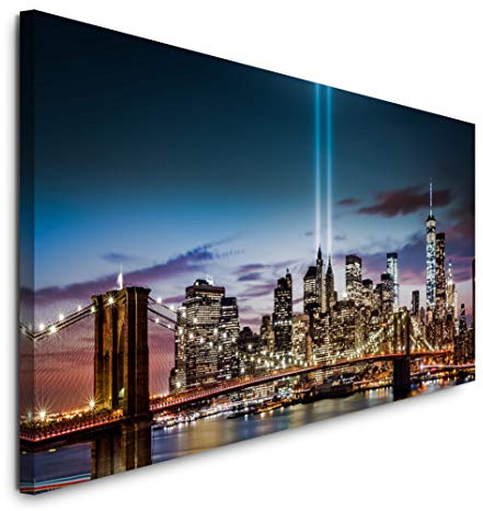 Paul Sinus Art GmbH New York City Skyline 120x 50cm Panorama Leinwand Bild XXL Format Wandbilder Wohnzimmer Wohnung Deko Kunstdrucke