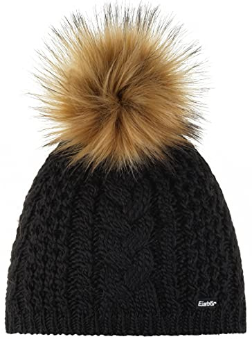 Eisbär Afra Lux Strickmütze Beanie Bommelmütze Skimütze Wintermütze Wollmütze Damen - mit Futter, Futter Herbst-Winter Winter