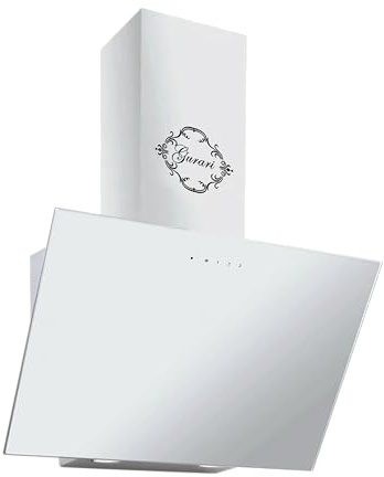 GURARI kopffrei Dunstabzugshaube 80cm 286 WH 8 Prime Weiß Glas | Wandhaube Umluft/Abluft | Abzugshaube 1000m³/h mit Fernbedienung (EEK A) | Randabsaugung, TouchControl, Timer
