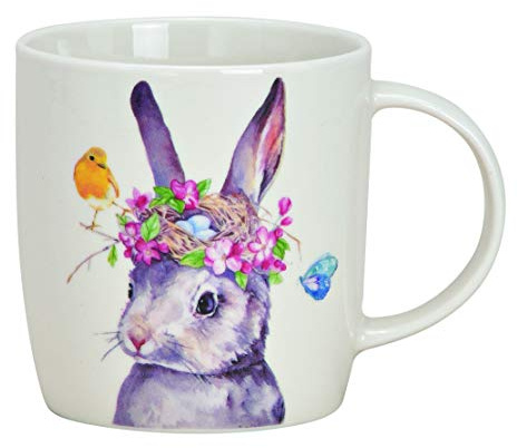 350ml KAFFEETASSE Hase PORZELLAN weiss 12x9x8cm Tasse Kaffeebecher Ostern Häschen Osterhase Blumen Frühling Osterdeko Teetasse