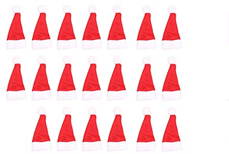 Jiahanle 20 Stück Mini Weihnachtsmütze Red Santa Hat DIY Lollipop Candy Cover Hut für Weihnachtsdekorationen Handwerk, 7