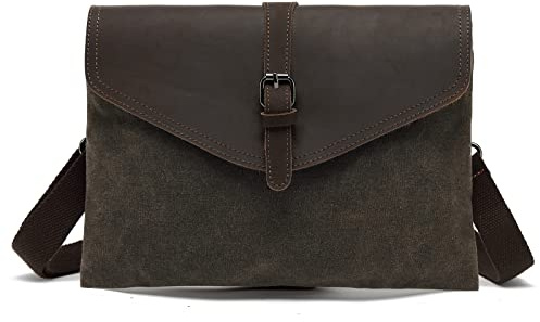 FANDARE Retro Handgelenk Segeltuch Unterarmtasche Umhängetasche Herren Aktentasche Brieftasche Handgelenktasche Handtasche Schultertasche Männer Reise Arbeit Outdoor Schulranzen Grün