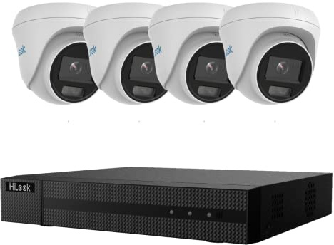 Hilook CCTV Camera System, 5MP IP Telecamere con visione notturna a colori (da 2 a 4 fotocamere), 4 canali 8MP NVR, HDD preinstallato (da 500 GB a 10 TB) (4, 4 TB)