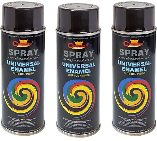 VE-INDUSTRIES Lackspray nach RAL 3er Sparpack Spraydose 400ml Buntlack für Holz, Metall (9017 Verkehrsschwarz)