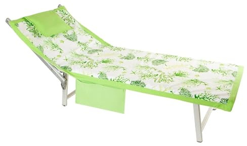 Caritex Telo Copri Lettino con Elastici, Tasche Laterali e Cuscino, Telo Mare per Lettino, 70x180 cm, in Microfibra Morbida e Assorbente, Salvaspazio Asciugatura Rapida, Fantasia Coralli K079 (Verde)