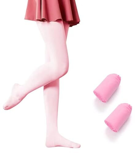 Confezione da 2 collant in microfibra per ragazze collant da danza ultra balletto collant collant leggings calze per bambini.., Rosa, 8-12 anni