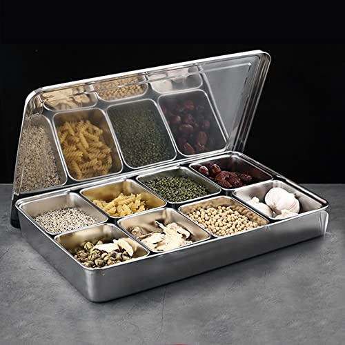 Caja Condimentos Aleación Aluminio 8 Rejillas para Cocina y Restaurante | Organizador modular para condimentos, mantiene ordenado todo tipo de tarros de especias en cocinas profesionales.