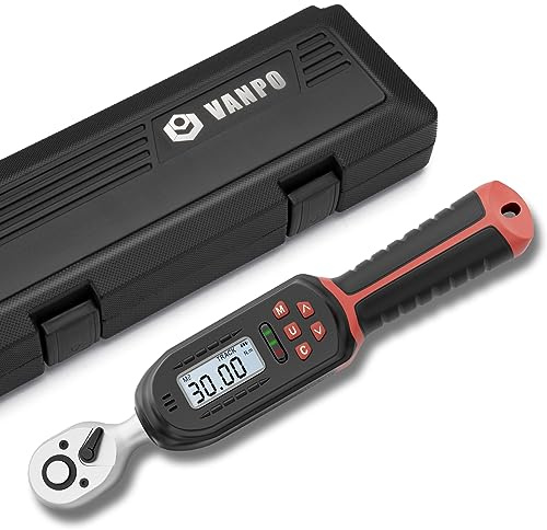 VANPO Digitaler Drehmomentschlüssel 1/4 Zoll, 1.5-30Nm Drehmomentschlüssel klein, ± 2% Fehlergenauigkeit mit Voreingestellter Speicher Summer und LED-Anzeige für Fahrrad, Motorrad