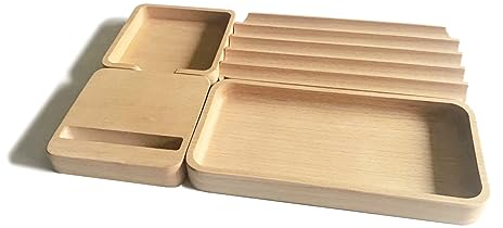 anaan Puzzle Tischorganizer Schreibtisch Organizer Holz Stifthalter Tisch Aufbewahrung Schreibtischablage Stiftköcher Büro Arbeitszimmer Design 4er Set