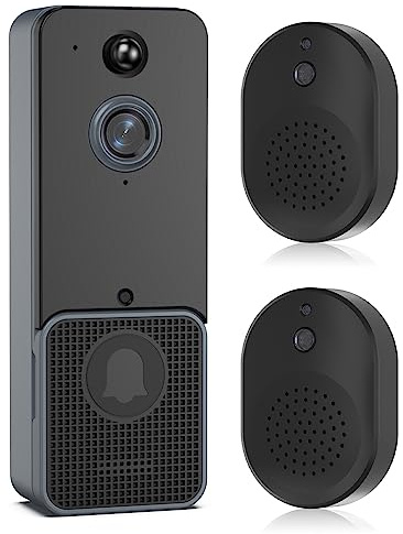 KOCAN Sonnette, Caméra de Sonnette sans Fil avec Deux carillons WiFi Sonnette vidéo avec détection Humaine PIR et alertes d'application o bidirectionnel HD Stoage en Nuage Sonnette de Porte à