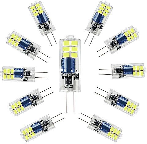 ZHIYUE 10er G4 2W LED Glühbirnen AC 230V Kaltweiß 6000K Nicht dimmbar Ersetzen G4 Sockel JC Typ Verwendet für Wohnzimmer Kronleuchter, Wandlampen, Küchenbeleuchtung