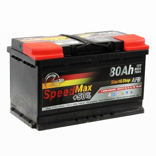 Autobatterie Speed Max 80Ah 760A Starterbatterie 12V Start&Stop AFB L4