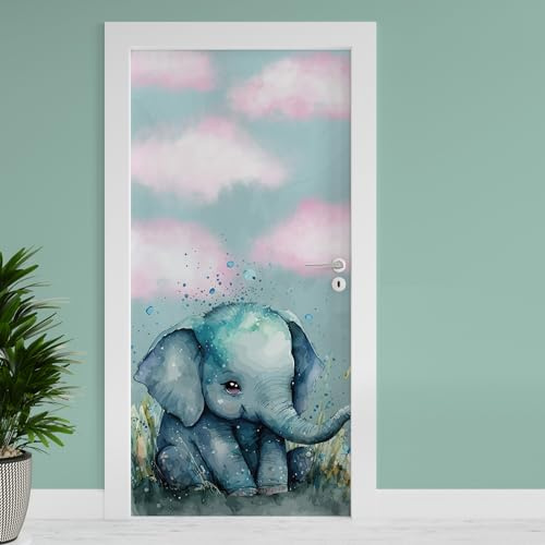 Finest Folia Türfolie 90x200 cm Türtapete Türposter Folie für Tür Wohnzimmer Kinderzimmer Küche Türaufkleber Bad Aufkleber selbstklebend TF04 (21 Elefant)