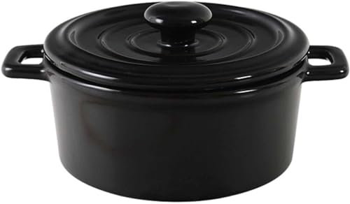 Tazze For Brodo, Ciotole For Zuppa Con Manici, Tazza For Zuppa In Ceramica For Microonde Con Coperchio, Ciotole For Zuppa Di Cipolle Francesi Perfette Da Portare In Viaggio (Color : Black)