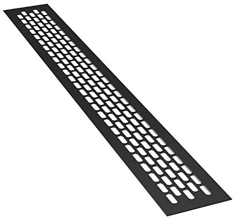 sossai® Aluminium Lüftungsgitter - Alucratis (1 Stück) | Rechteckig - Maße: 80 x 6 cm | Farbe: Schwarz | pulverbeschichtet