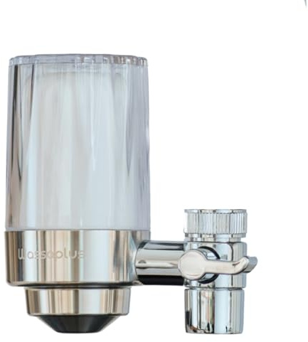Wassaplus® Super Core: Vattenfilter för kran i rostfritt stål, miljövänlig vattenrenare, eliminerar klor, bakterier, rost, bekämpningsmedel, mikroplast och förbättrar smaken av vatten