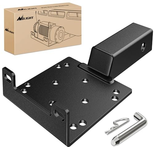 Nilight Universal Trailer Hitch Winch Mounting Plate with 2'' Receiver Hitch Winch Bracket Winch Mounting Heavy Duty Steel 3600Lbs for ATV UTV SUV Truck Pickup Lawn Garden Equipment, 2 Years Warranty