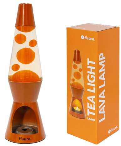 Fisura – Lampada di lava con candela. Lampada di lava senza elettricità. Lampada di lava terracotta. Lampada eco-friendly. Regalo originale. 29 cm x 8,5 cm (Candela non inclusa)