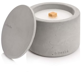 Betonfeuer® - DAS ORIGINAL | Modell 'Solo' | ⌀14 cm mit Dauerdocht | Premium Kerzenfresser Made in Germany | Deutsche Handarbeit |Ohne Nachfüllwachs, Löschbrett aus Beton
