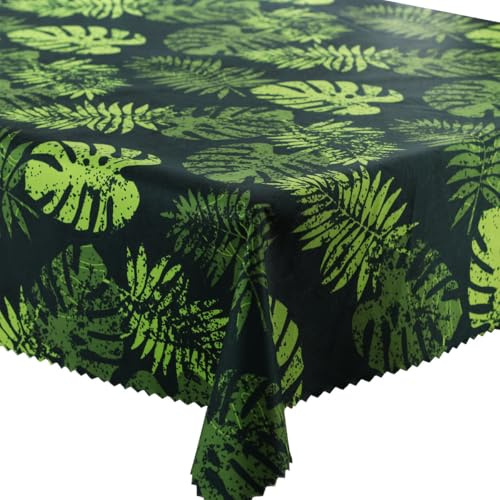 wasserdichte Tischdecke Gartentischdecke Wasserabweisend Wetterfest Garten Balkon Terrasse Grün Monstera-Blatt 130x160 cm