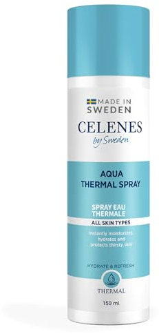 Celenes by Sweden Aqua Thermal Water - 100% natürliches Thermalwasser, alkoholfrei, parfümfrei, parabenfrei, sicher für Babys bis Erwachsene - 150ml