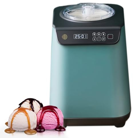 QUTBAG 1.2L Ice Cream Maker Machine, 135W Mini Fully Automatic Soft Ice Cream Machine, Gelato Sorbet Frozen Yoghurt Maker with LCD Display & Timer for Parties and Dinners