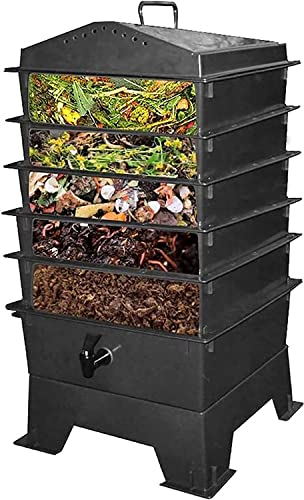 XNYXLPP Contenitore per rifiuti per compostaggio da Giardino a 5 Piani, Contenitore per Riciclaggio, contenitori per Compost da 100 Litri, composter a rotolamento, Contenitore
