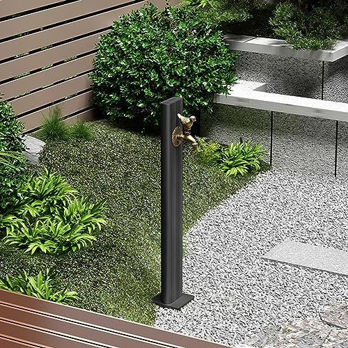 Rubinetto a colonna per esterni alto 34 pollici, rubinetto quadrato per acqua, supporto per tubo flessibile verticale indipendente per irrigazione di giardini, fattorie, cortili, fontane da giardino
