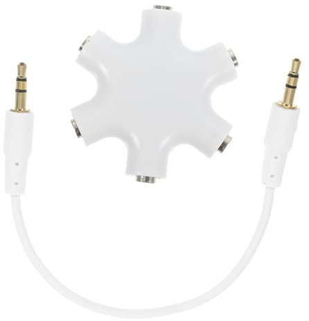 Mikikit Unique Design 5 Port Headphone Splitter 3.5mm Earphone Splitter Adapter for Multiple Devices Random Color