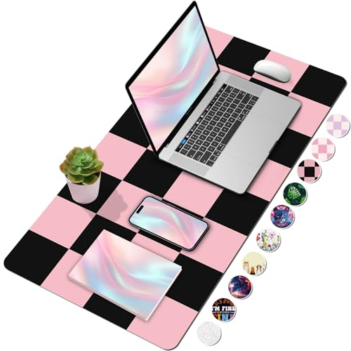 BLESWIN Schreibtischunterlage 80x40cm, Laptop Tischunterlage mit PU-Leder und Rutchfeste, Office Mauspad Multifunktionales, Leicht zu reinigende Tischunterlage, Tischschutz Unterlage
