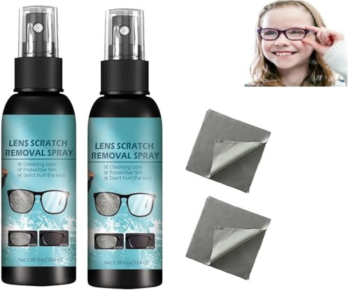 Spray Limpiador de Lentes para Gafas,Spray de Eliminación de Arañazos de Lentes para Eliminar Arañazos en Lentes,2 Piezas,100 ml,incluye Herramientas de Limpieza de Gafas