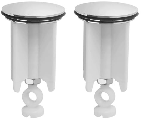 2 Stück Waschbeckenstöpsel, Höhenverstellbarer Abflussstopfen Waschbecken aus Edelstahl mit Gummi, Universal Stöpsel Waschbecken für Bad & Bidet, Rostfrei & Passgenau(40mm, Weiß)
