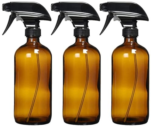 ERFGT 3 Pieza Botellas de Spray de Vidrio Vacías, Botellas de Spray Hechas de Vidrio Marrón, se Utiliza en Desinfectantes, Aerosoles Faciales, Limpiadores de Habitaciones Domésticas, etc